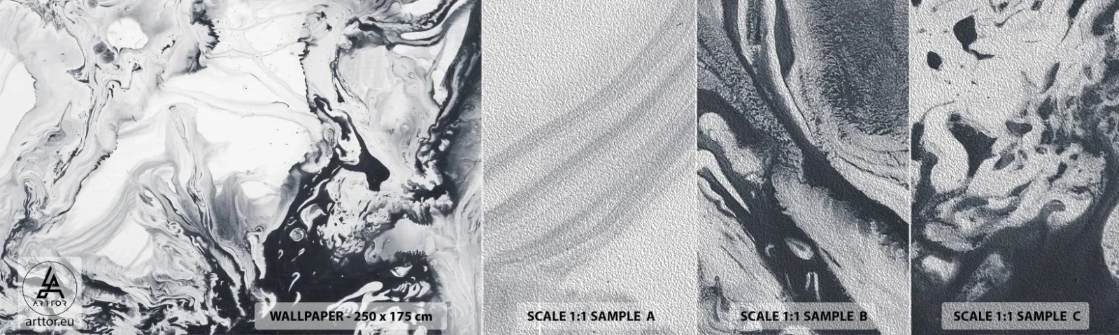 Provbit av fototapet Premium Sand - Jordens inre - Abstraktion, Bit, Svartvitt - 100x30 cm