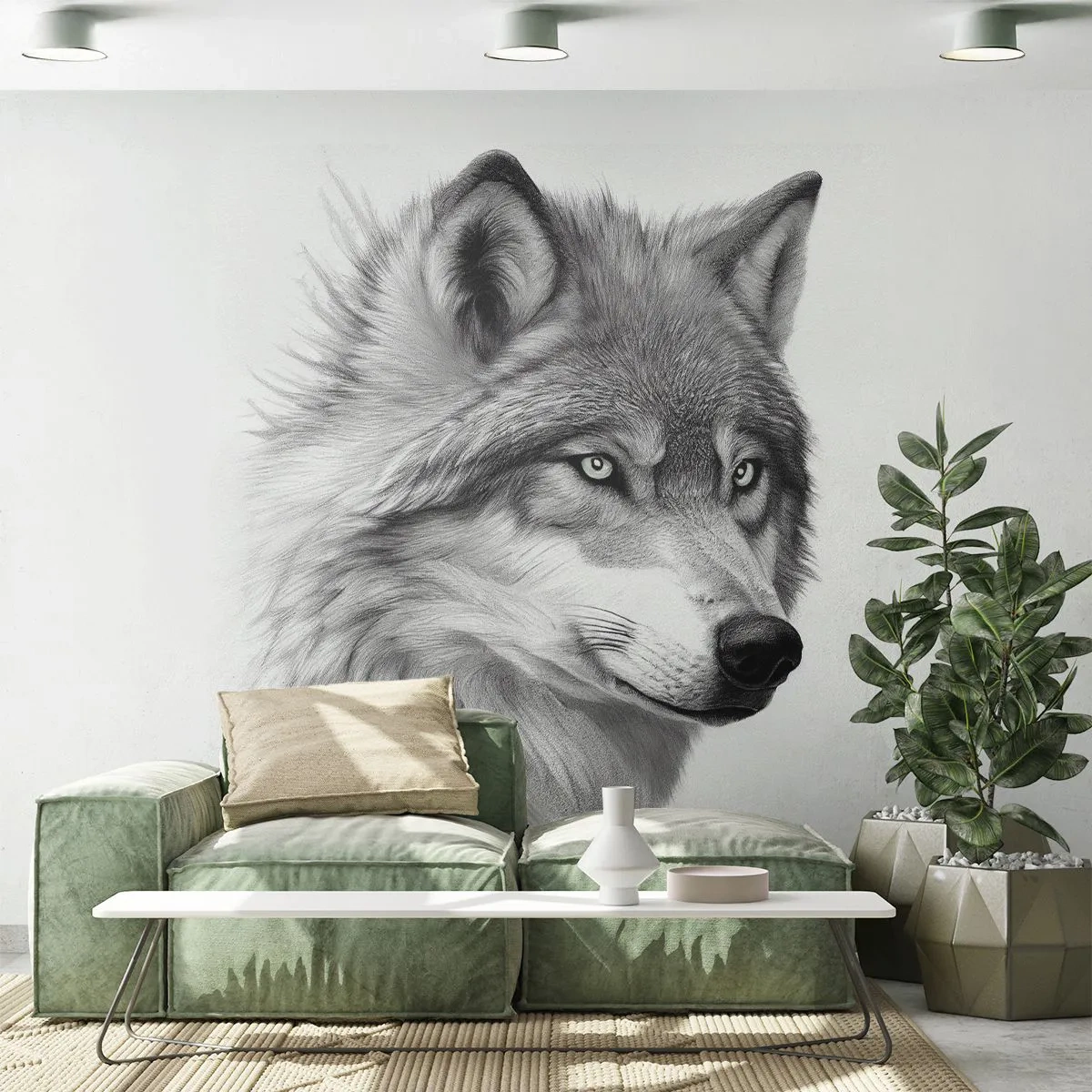 Fototapet Premium Sand - Alfa - utan tvekan - Varg, Djur, skandinavisk - 100x70 cm