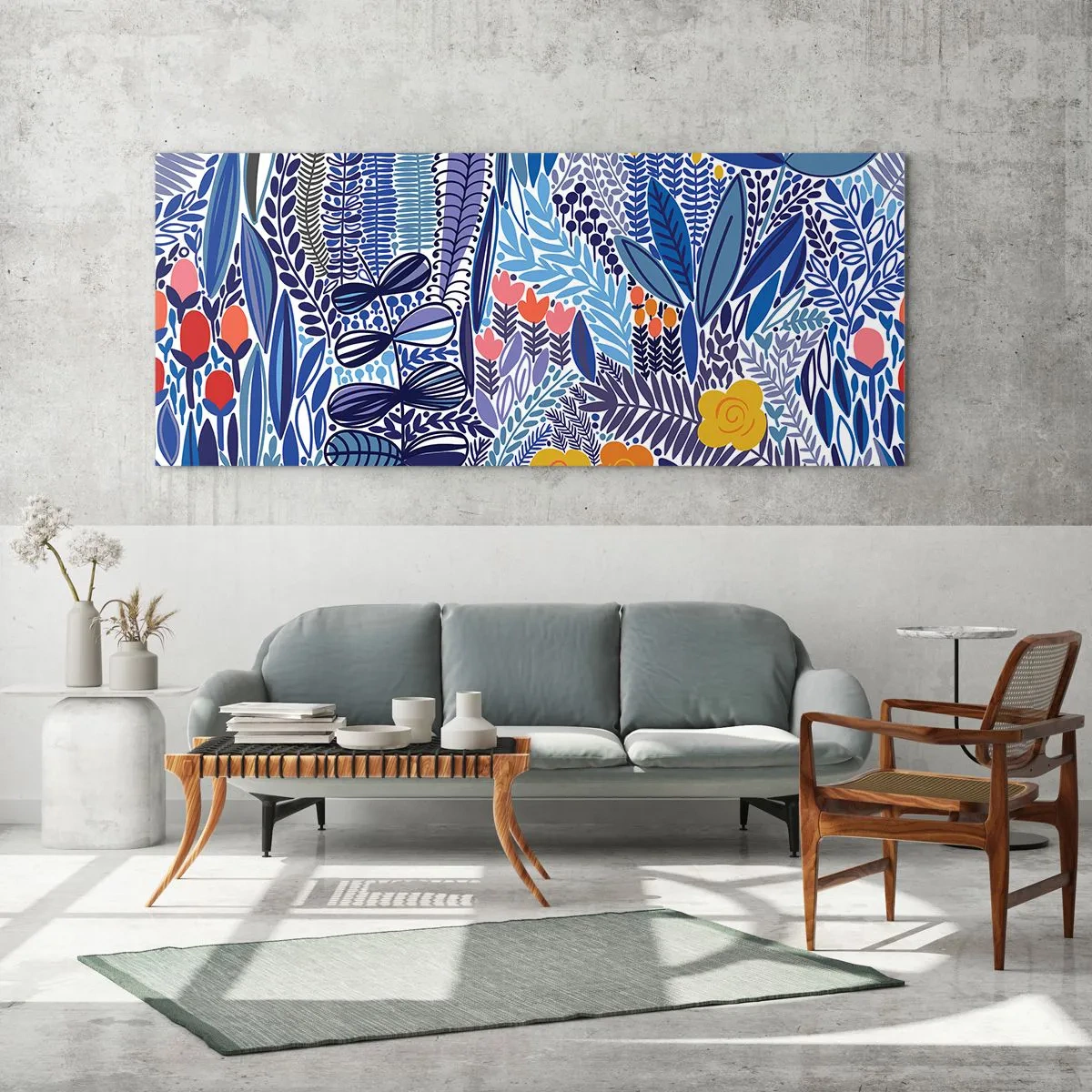 Glastavla - Bild på glas - Hawaii-trädgård - 160x50 cm