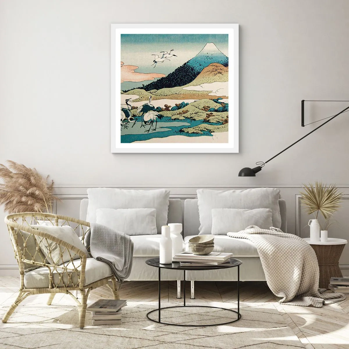 Affisch i vit ram - I japansk anda - 60x60 cm