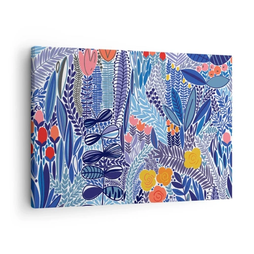 Canvastavla - Bild på duk - Ett färgglatt växtmotiv i modern grafisk stil - 70x50cm - Hawaii-trädgård - Modern väggdekoration för vardagsrum och sovrum ARTTOR