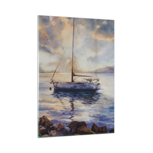 Glastavla - Bild på glas - Kväll i viken - 50x70 cm
