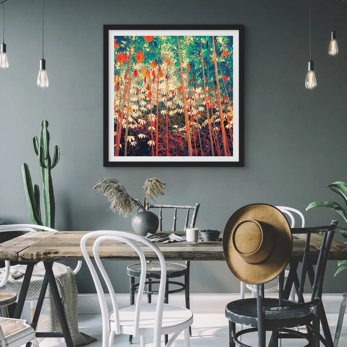 Affisch i svart ram - Lövbladens hemlighetsfulla liv - 40x40 cm