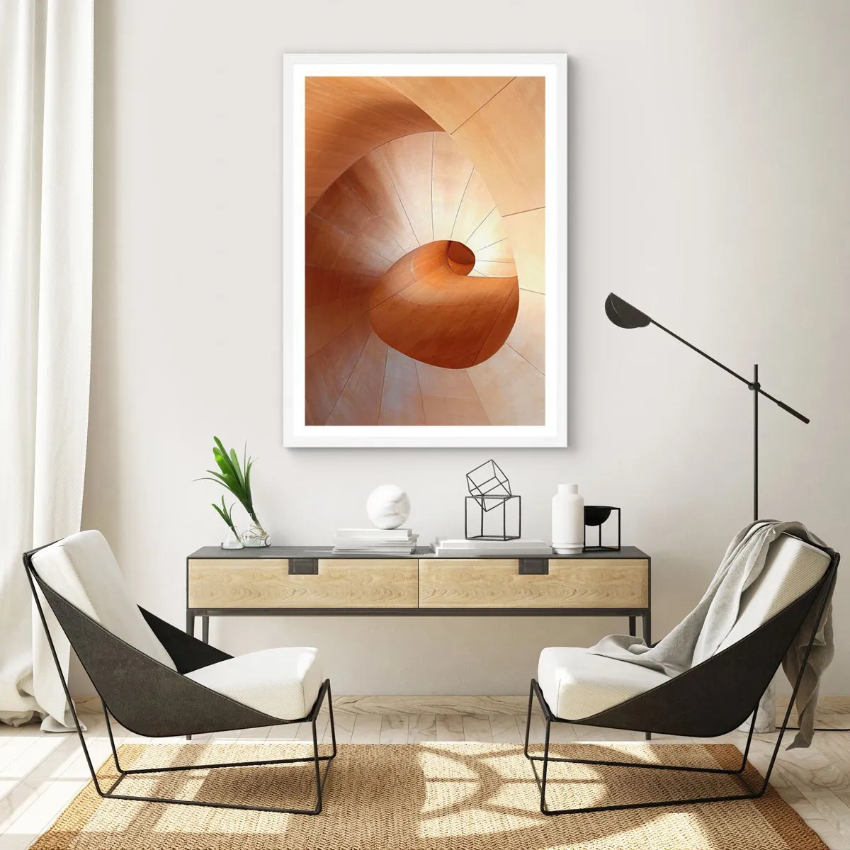 Affisch i vit ram - Arkitektonisk serpentin - 30x40 cm