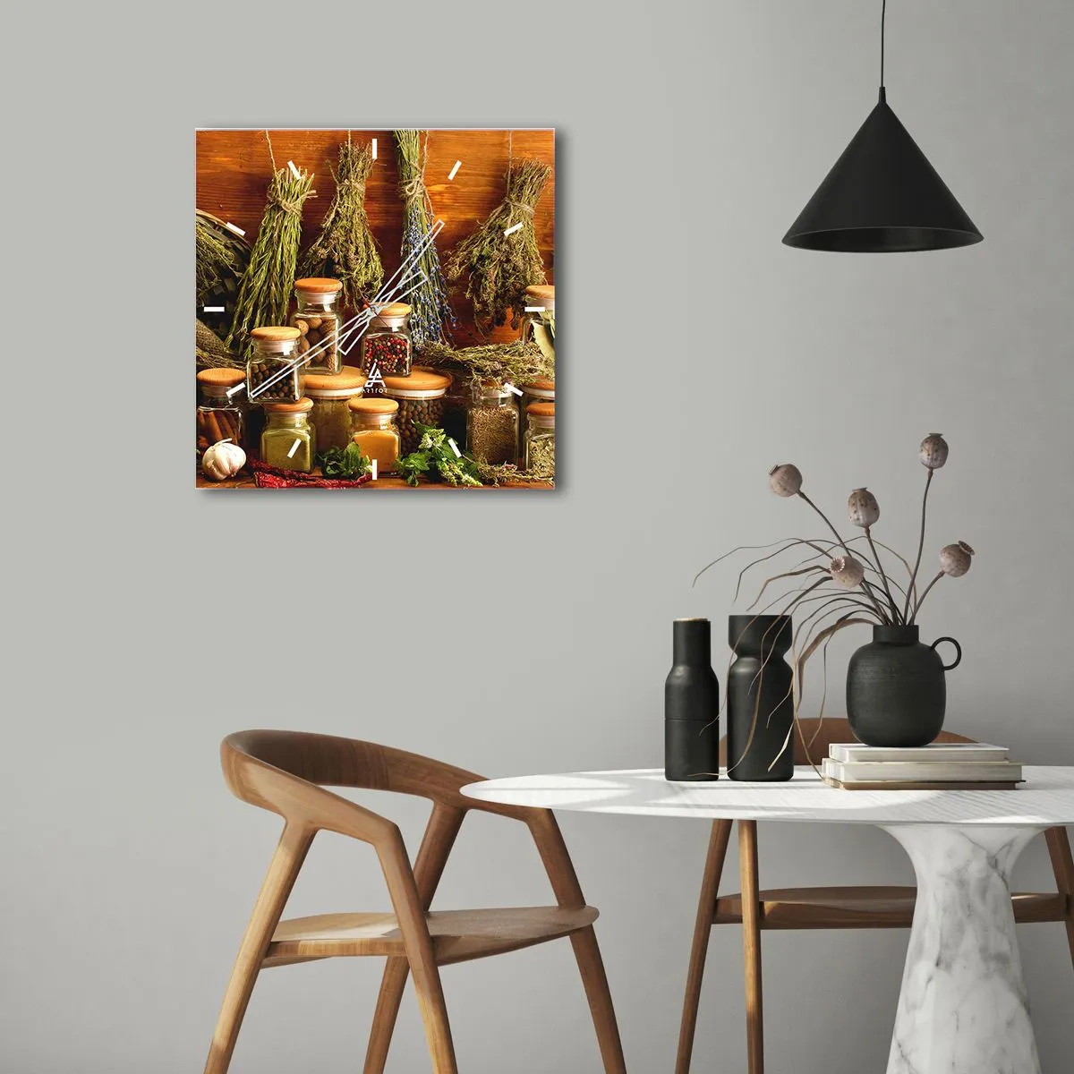 Väggklocka - Klocka på glas - Trolldom i köket - 40x40 cm