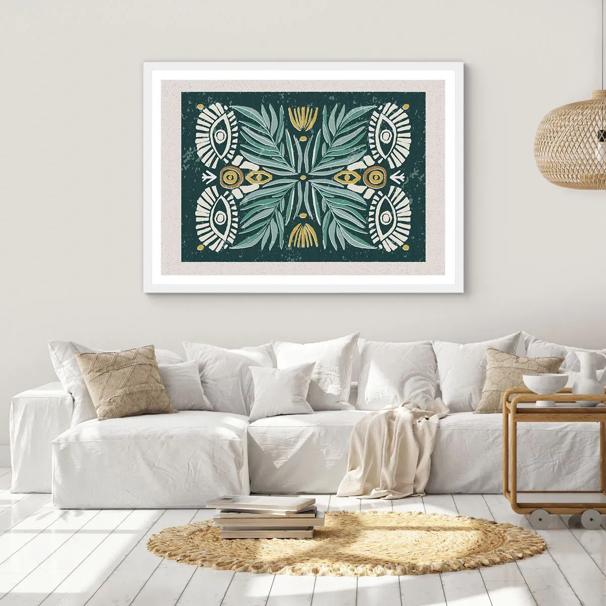 Affisch i vit ram - Som ett folkligt mönster - 91x61 cm