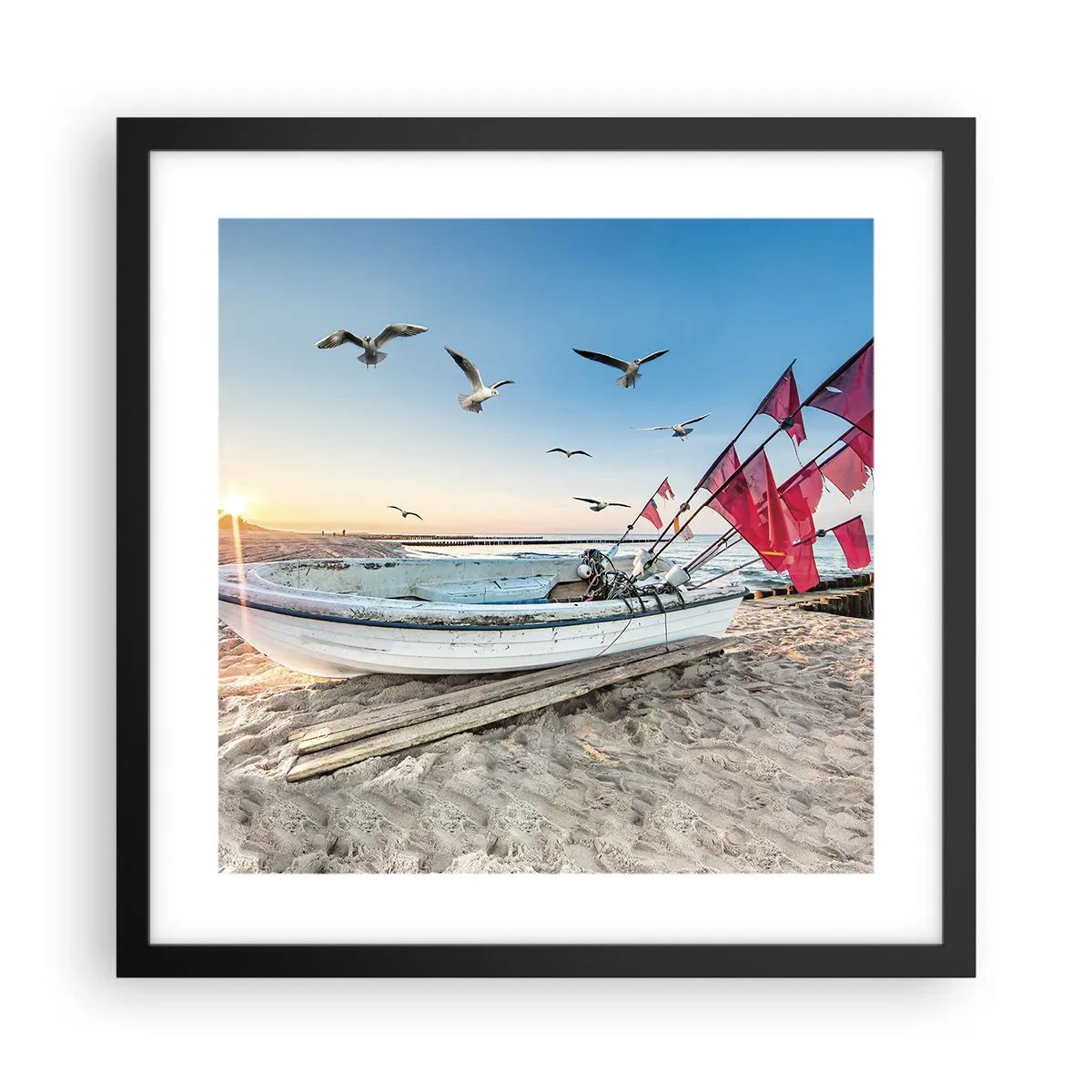 Affisch i svart ram - Välförtjänt vila - 40x40 cm