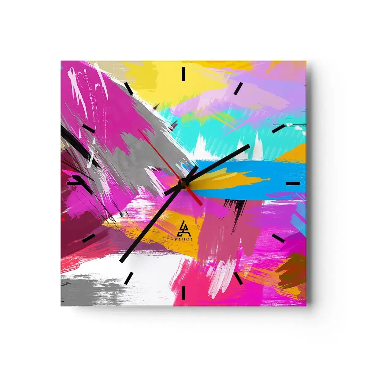 Väggklocka - Klocka på glas - Stryk, stryk, stryk en gång till - 30x30 cm