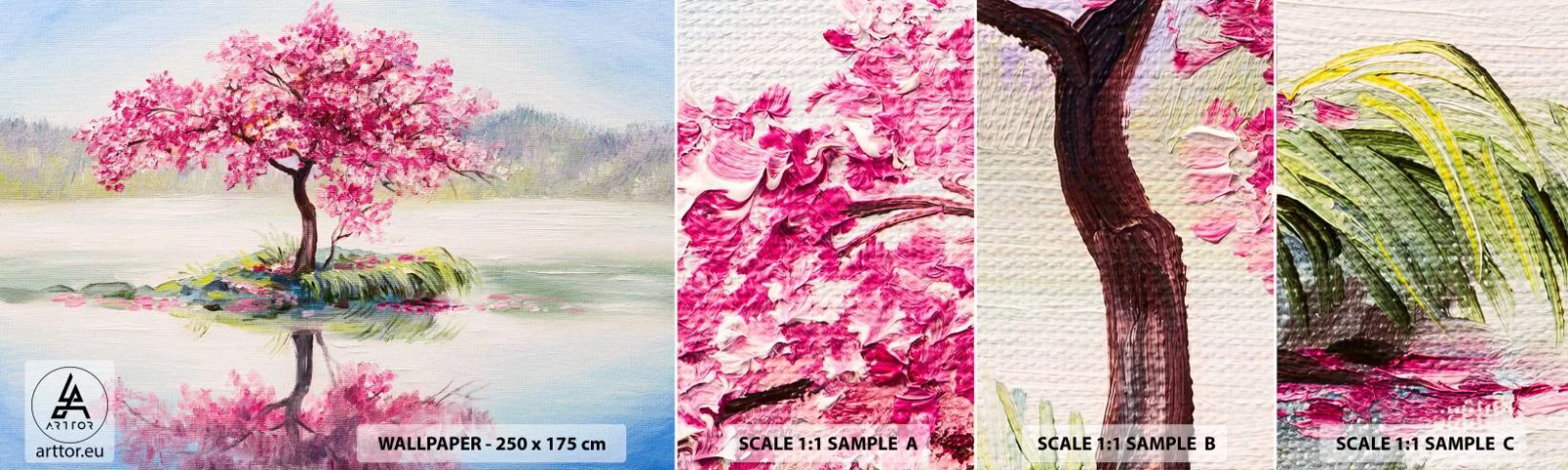 Provbit av självhäftande fototapet Deluxe Sticker - Vårens högtid - Bit, Träd, Landskap - 100x30 cm