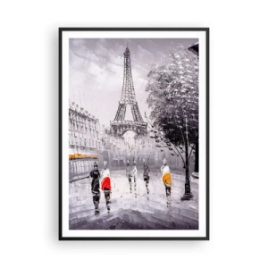 Affisch i svart ram - Promenad i Paris - 70x100 cm