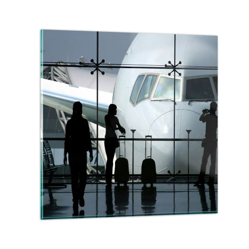 Glastavla - Bild på glas - Vis a vis på flygplatsen - 60x60 cm