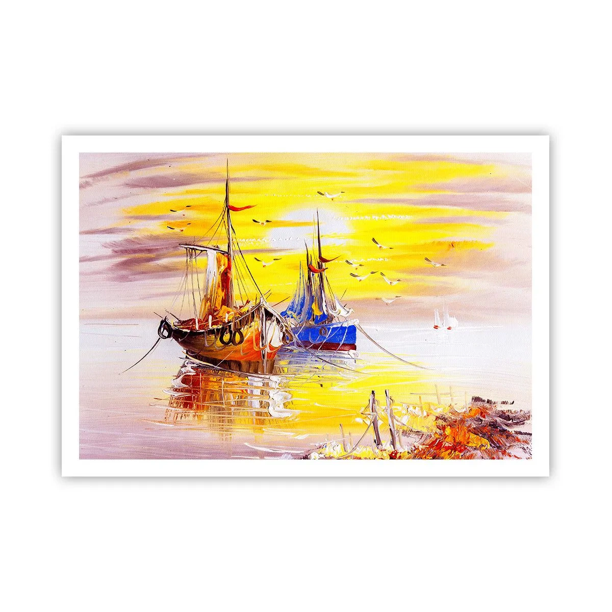 Affisch - Välförtjänt vila i hamnen - 100x70 cm