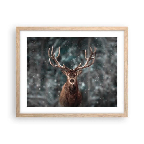 Affisch i ram av ljusek - Krönt skogens kung - 50x40 cm