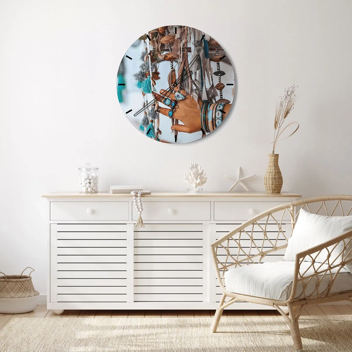 Väggklocka - Klocka på glas - Lokala skatter - 40x40 cm