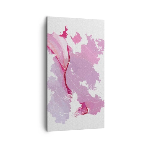 Canvastavla - Bild på duk - Karta över en rosa värld - 45x80 cm