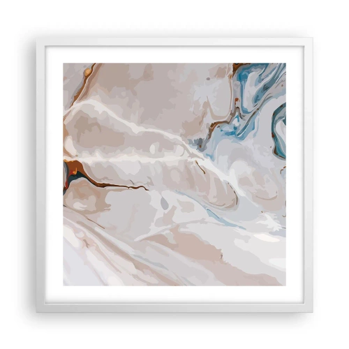 Affisch i vit ram - Blåa meanderlopp under vithet - 50x50 cm