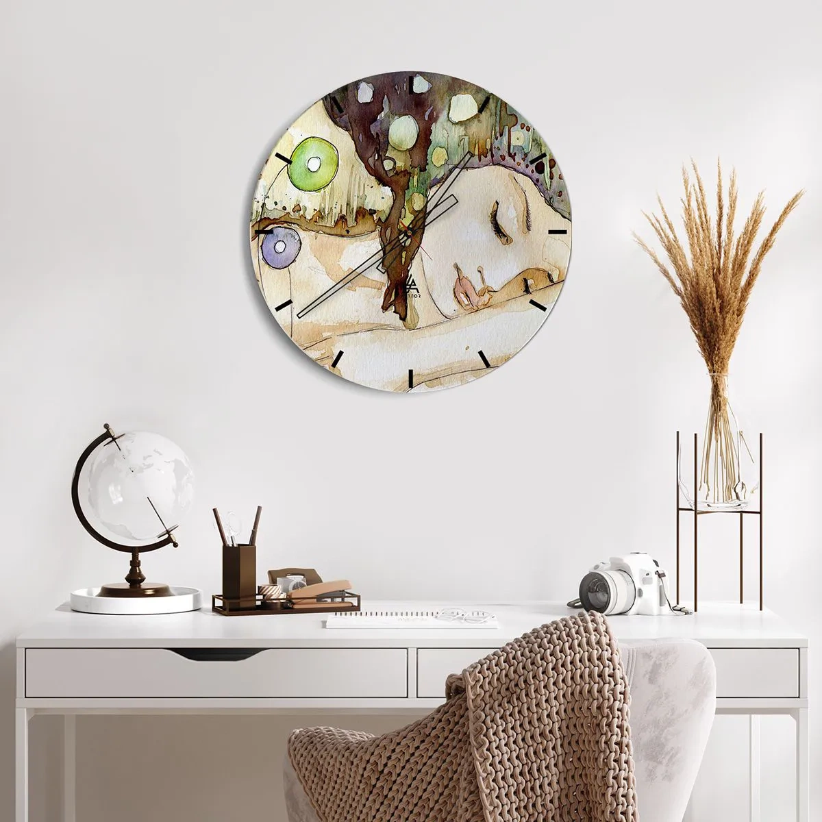 Väggklocka - Klocka på glas - Smaragd-viol dröm - 40x40 cm