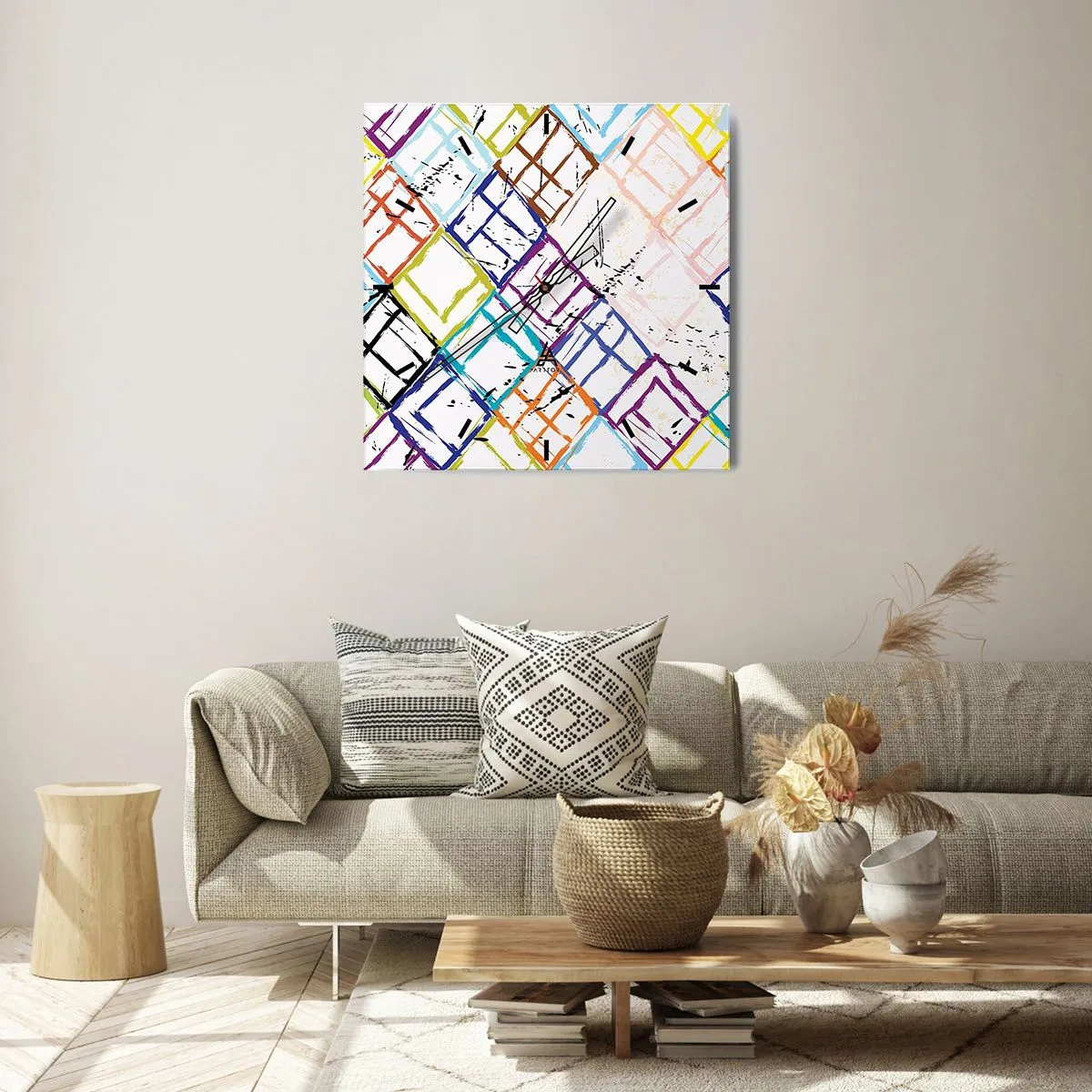 Väggklocka - Klocka på glas - Celler för uthyrning - 30x30 cm