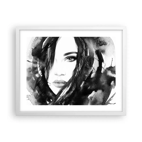 Affisch i vit ram - En damportätt i svart och vit - 50x40 cm
