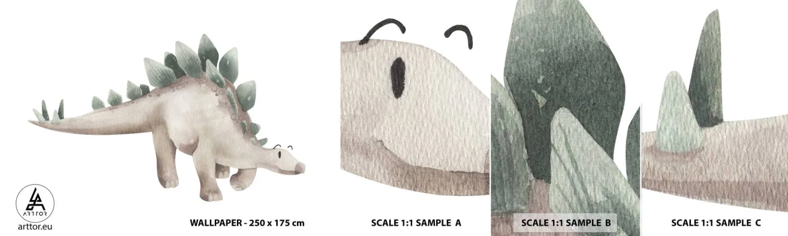 Fototapet Prov Standard Eco - Er vän - Dinosaurie, Barns, Stegosaurus - 100x30 cm