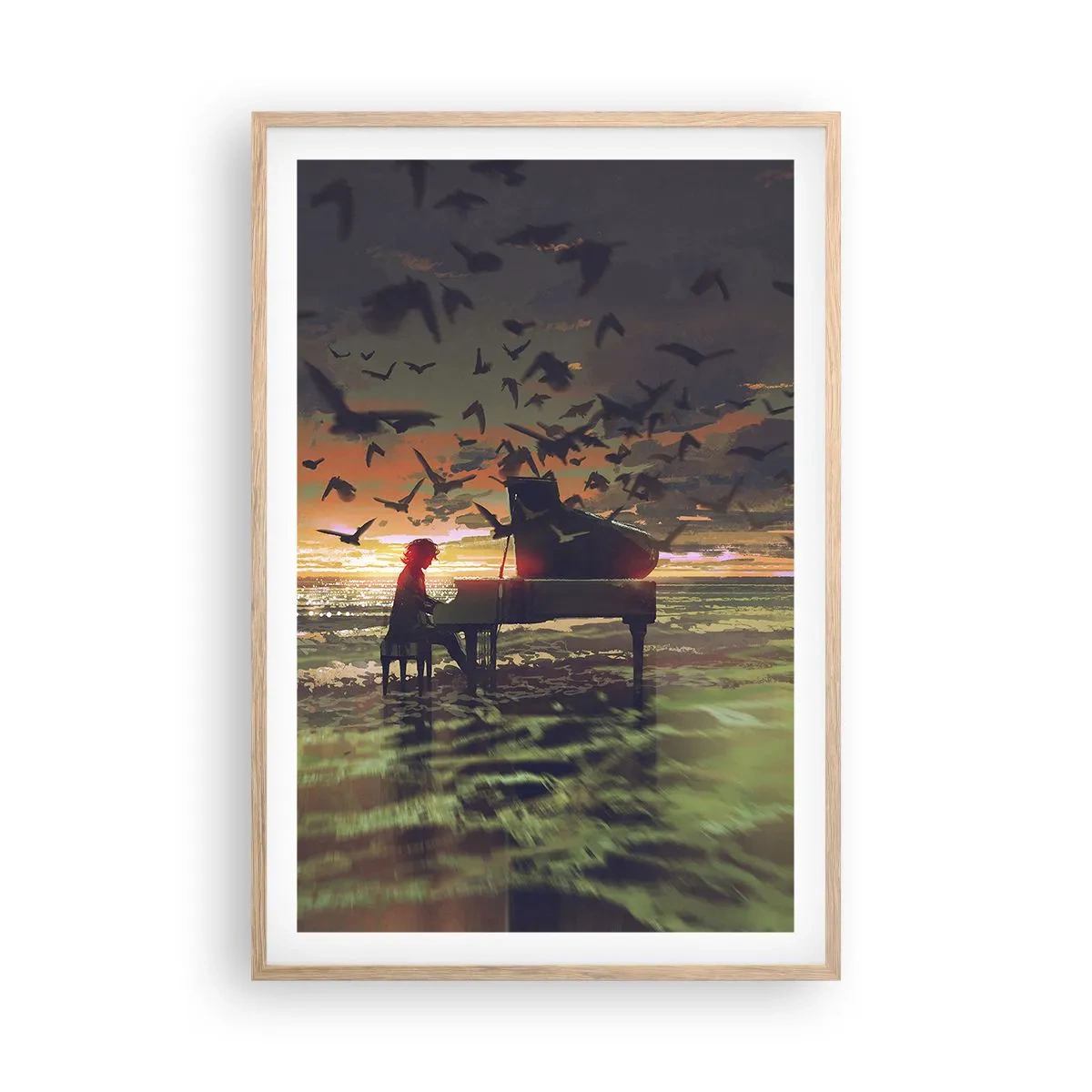 Affisch i ram av ljusek - Konsert för piano och vågor - 61x91 cm