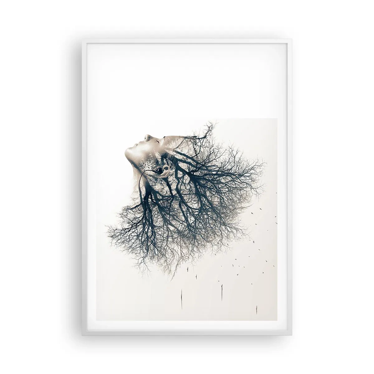 Affisch i vit ram - Lyssnar på trädens viskningar - 70x100 cm