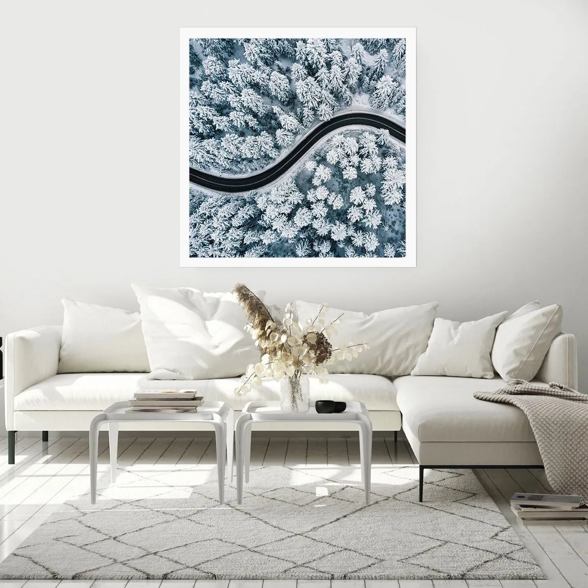 Affisch - Genom vinterskogen - 60x60 cm