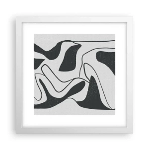 Affisch i vit ram - Abstrakt lek i en labyrint - 30x30 cm