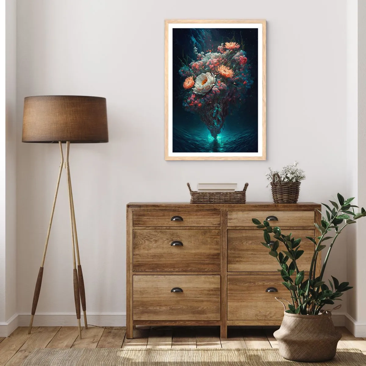 Affisch i ram av ljusek - Märklig trädgård - 70x100 cm