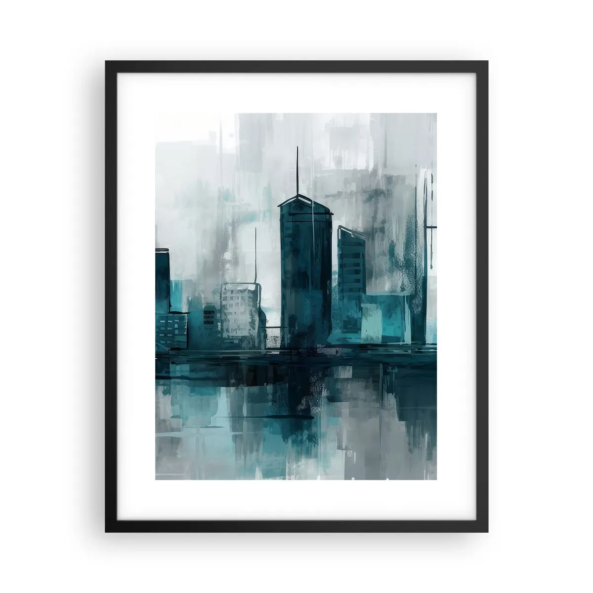 Affisch i svart ram - Regnfärgad stad - 40x50 cm