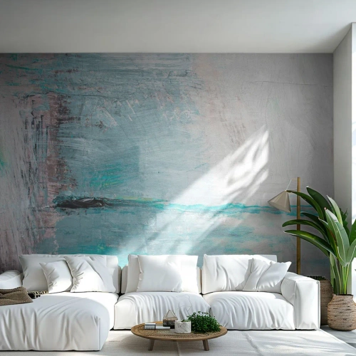 Fototapet Premium Canvas - Horisontellt i blått - Abstraktion, Bit, Modernt mönster - 100x70 cm