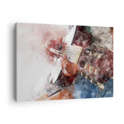 Canvastavla - Bild på duk - En konstnärlig tolkning av en gitarr i akvarellstil - 70x50cm - Vad tycker du om det? - Modern väggdekoration för vardagsrum och sovrum ARTTOR