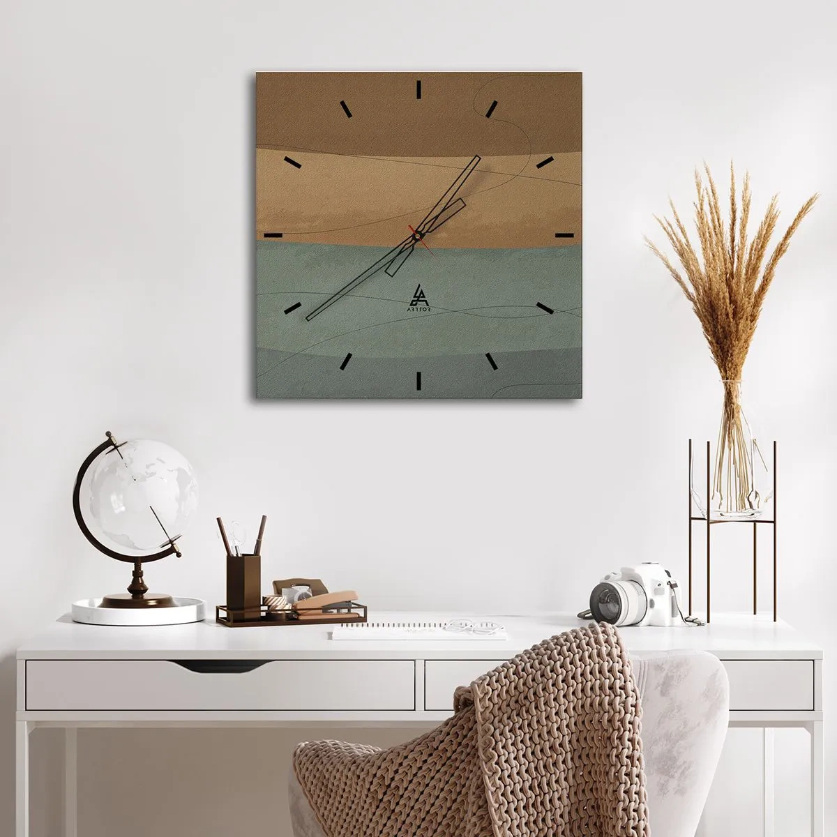 Väggklocka - Klocka på glas - Horisontell komposition - 40x40 cm