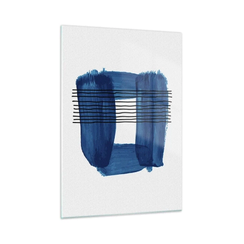 Glastavla - Bild på glas - Svart-blå komposition - 50x70 cm