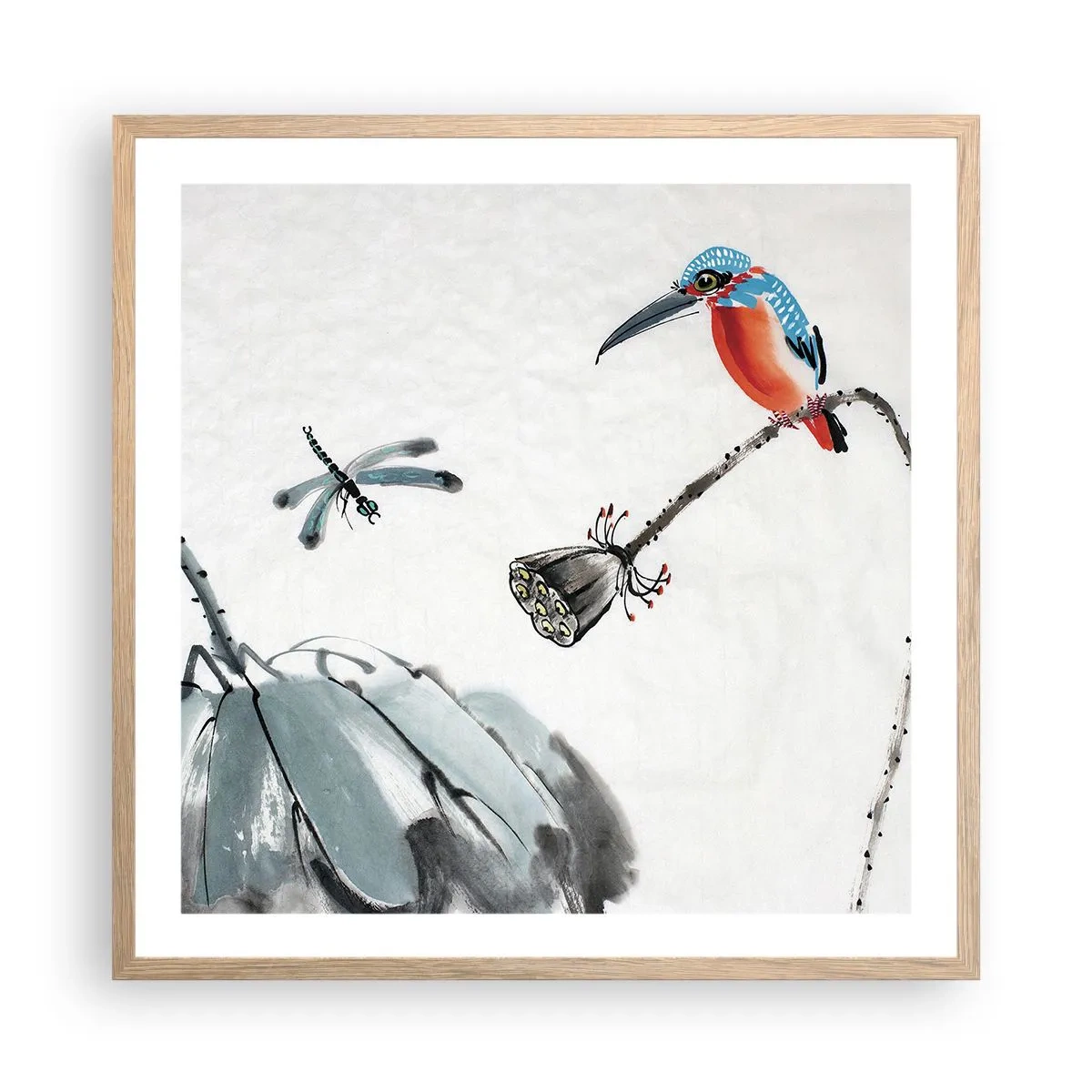 Affisch i ram av ljusek - Ängens liv - 60x60 cm
