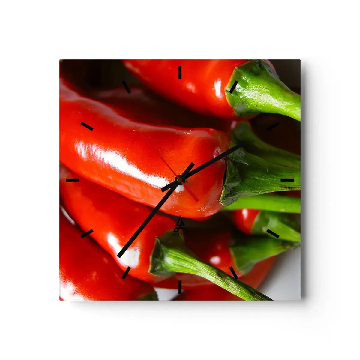 Väggklocka - Klocka på glas - Saftiga, glänsande, släta - 40x40 cm