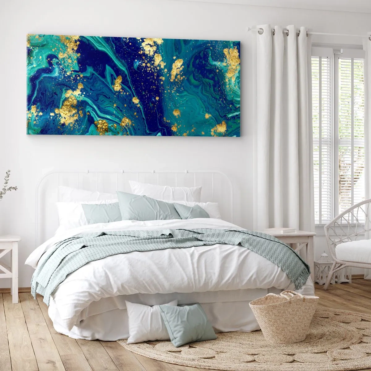 Canvastavla - Bild på duk - Solflingor - 100x40 cm