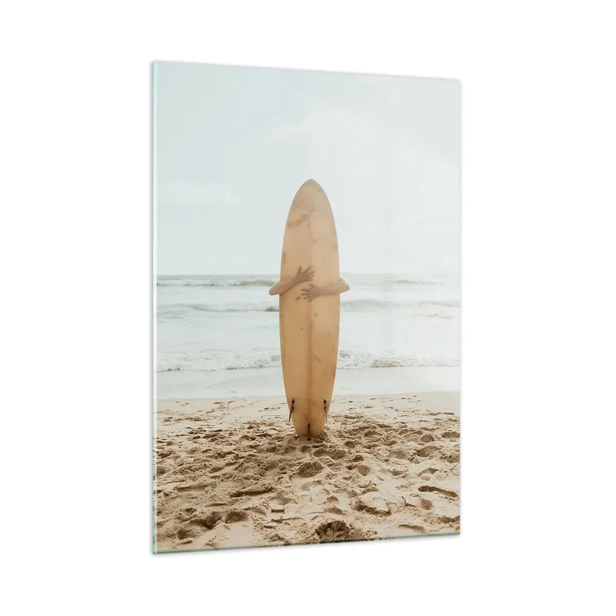 Glastavla - Bild på glas - Av kärlek till vågorna - 50x70 cm