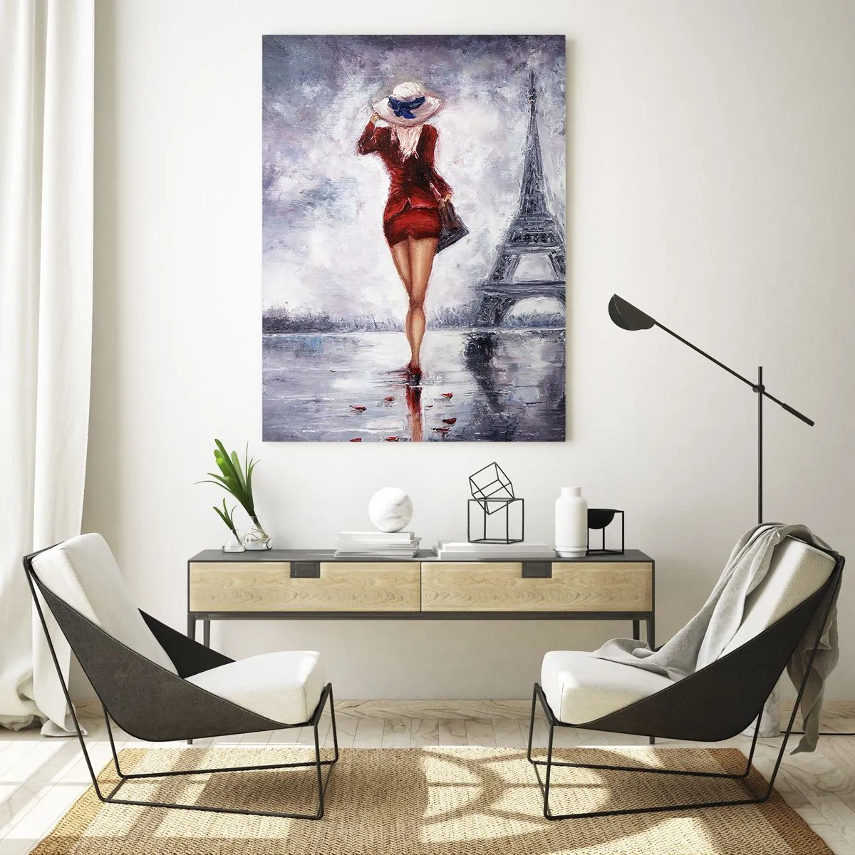 Glastavla - Bild på glas - Symboler av Paris - 50x70 cm