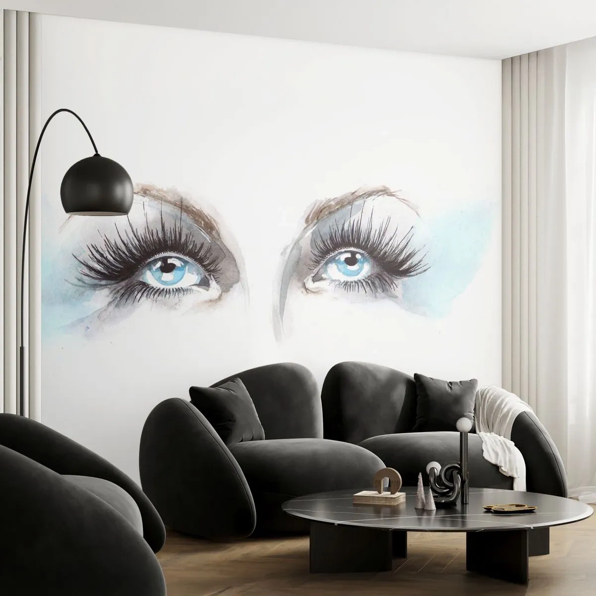 Självhäftande Fototapet Deluxe Sticker - En ängels ögon? - Kvinnans ansikte, Kvinnliga ögon, Bit - 250x175 cm