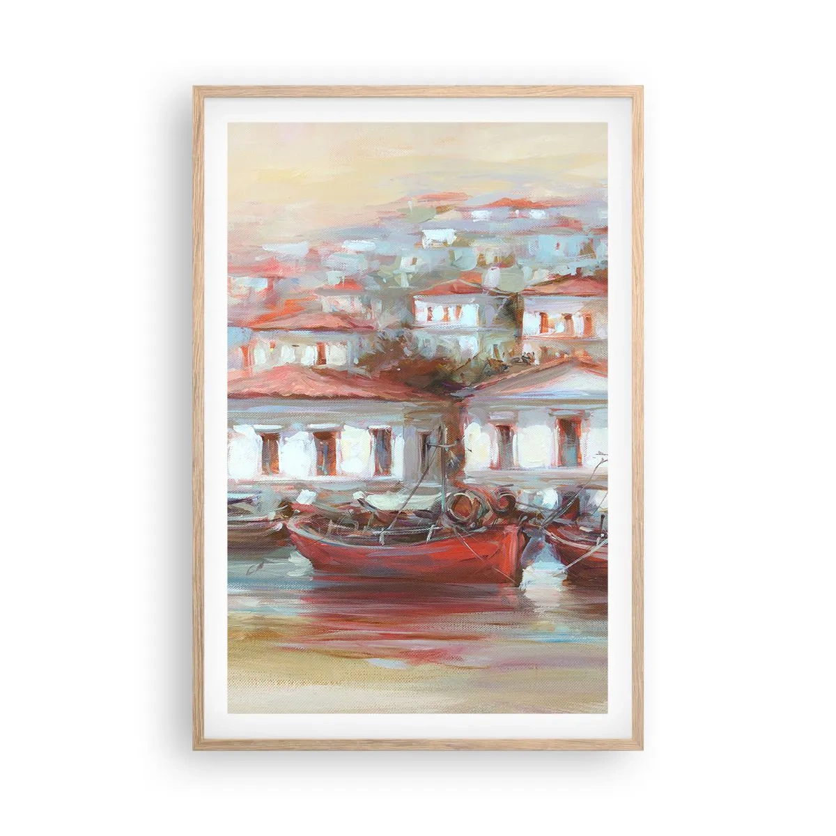 Affisch i ram av ljusek - Lycklig stad - 61x91 cm