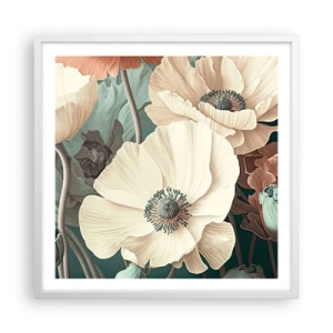 Affisch i vit ram - Viskningar av vallmo - 60x60 cm