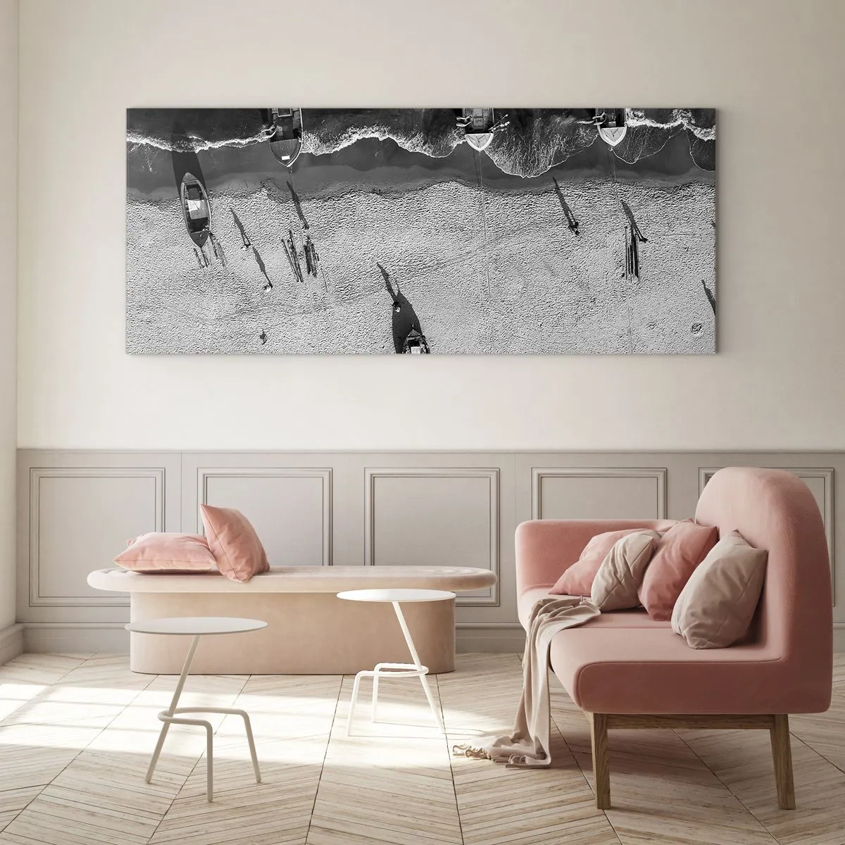 Glastavla - Bild på glas - Fortfarande på stranden... - 100x40 cm