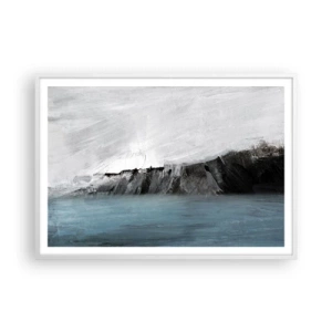 Affisch i vit ram - Vatten - jord: en krock mellan elementen - 100x70 cm