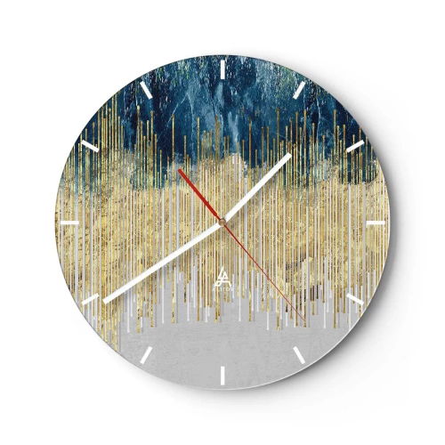 Väggklocka - Klocka på glas - Förgylld gräns - 40x40 cm