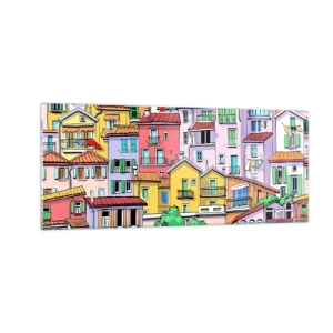 Glastavla - Bild på glas - Gladlynt stad - 100x40 cm