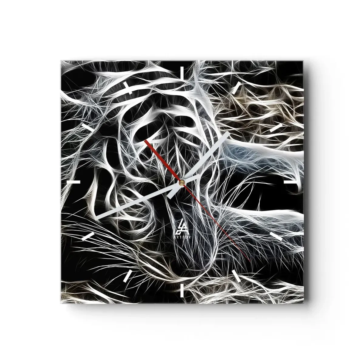 Väggklocka - Klocka på glas - En studie om kattens lätthet - 40x40 cm