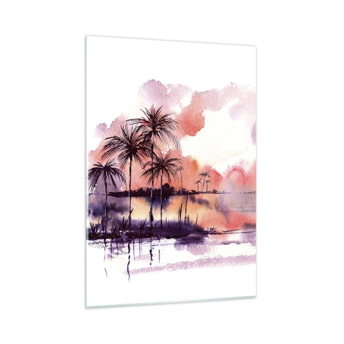 Glastavla - Bild på glas - Tropikens ro i rött - 50x70 cm