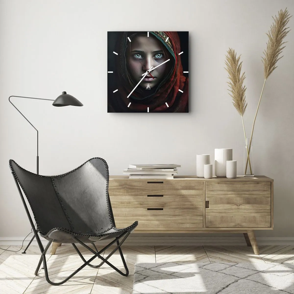 Väggklocka - Klocka på glas - Östlig prinsessa - 40x40 cm