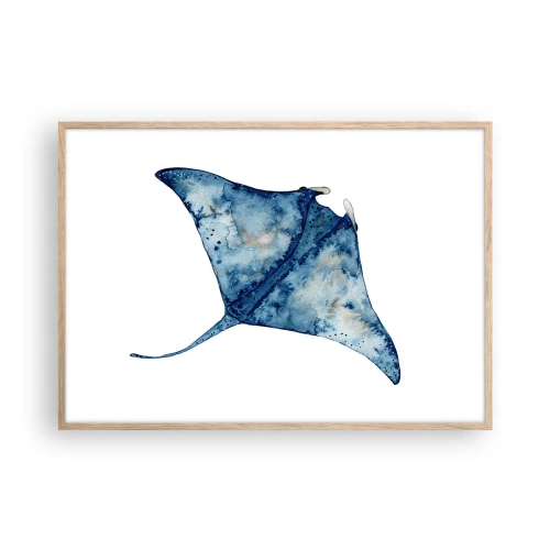 Affisch i ram av ljusek - Liv i blått - 100x70 cm